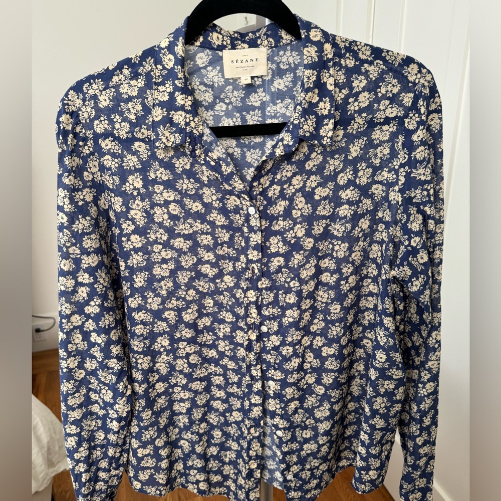 Sezane pierro shirt cara print size 40